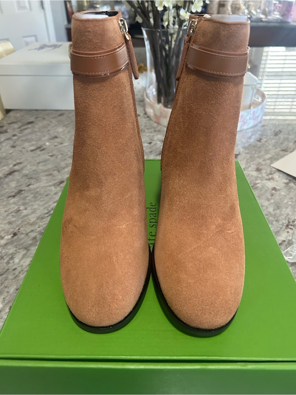 kate spade Phoebe Suede Heeled Booties in Warm Ginger - NIB - Picture 2 of 8